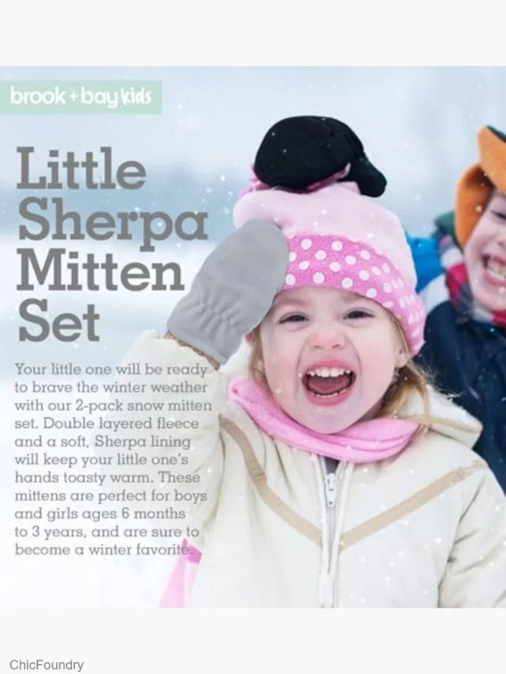 Toddler Fleece Hat & Mittens Set Sherpa Lined Winter